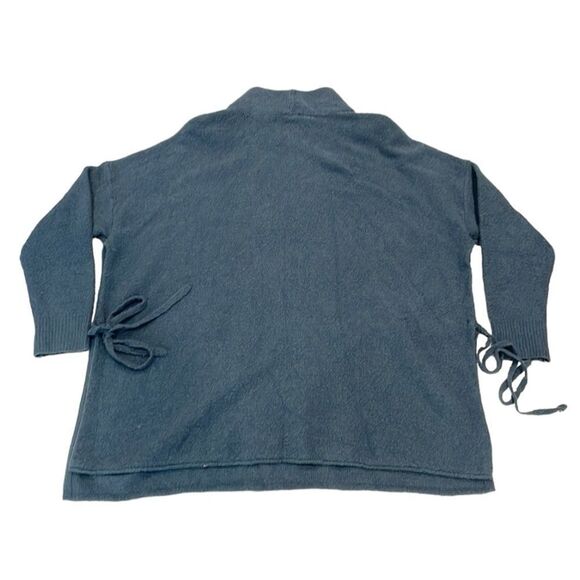 J. Jill Pure Poncho Sweater Women Mock Turtleneck Split Side Boucle M/L Teal - Picture 4 of 8